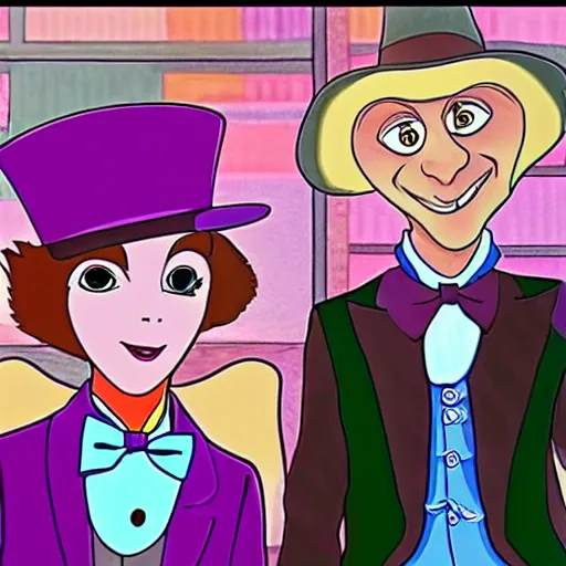 Image similar to willy wonka and the chocolate factory, animated in the style of zootopia