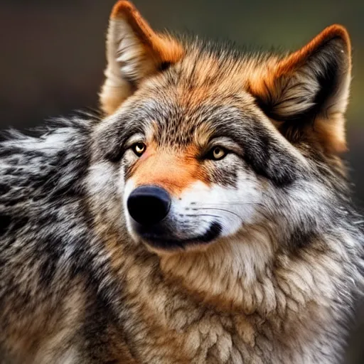 Image similar to professional full - body side profile photograph of a slightly fluffy light tan tibetan wolf with brown accents, hd, 8 k, highly detailed, high quality, cute
