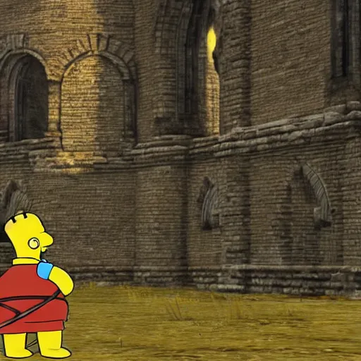 Image similar to homer simpson in darksouls 3