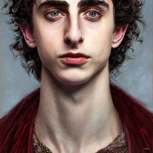 Image similar to timothee chalamet as a fantasy d & d character, closeup portrait art by donato giancola and greg rutkowski, realistic face, digital art, trending on artstation, symmetry!!