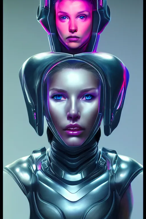 Image similar to portrait of a girl with a biomechanic armor and neon light by Jim Burns, dramatic lighting, highly detailed, trending on artstation