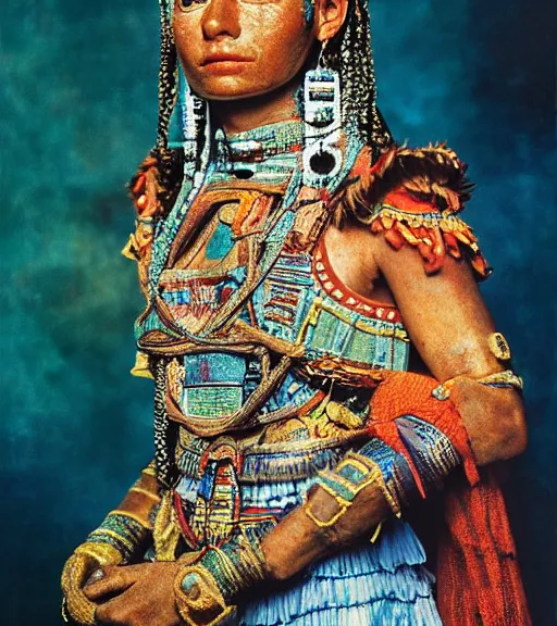 Image similar to portrait_photo_of_a_stunningly beautiful mayan maiden, 16th century, hyper detailed by Annie Leibovitz, Steve McCurry, David Lazar, Jimmy Nelsson, professional photography