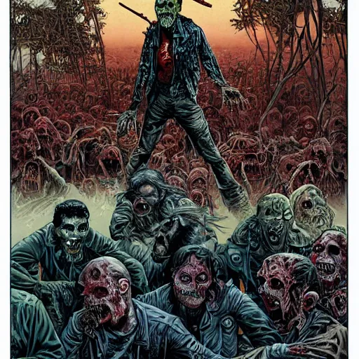 Prompt: zombie apocalypse by clyde caldwell, detailed