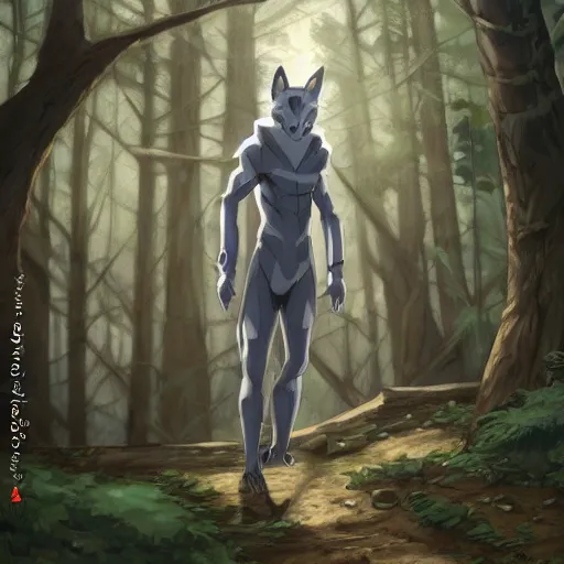 Prompt: concept art painting of an anthropomorphic anime gray fox wearing a tunic, in the deep forest, realistic, detailed, cel shaded, in the style of makoto shinkai and greg rutkowski and james gurney