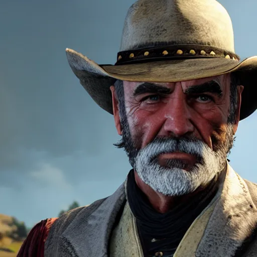 Prompt: Sean Connery in Red Dead Redemption 2 4K detail