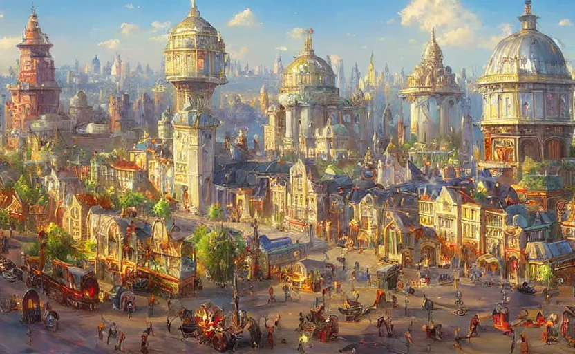 Prompt: Alchemy city. By Konstantin Razumov, highly detailded