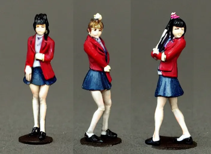 Prompt: eBay, Full body, 80mm resin miniature of school girls