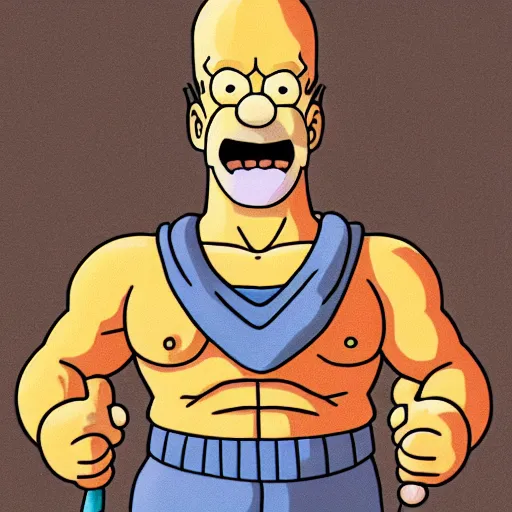 Image similar to portrait painting of homer simpson, art by akira toriyama, 4 k, dragon ball artstyle, cel shaded, highly detailed, epic lighting