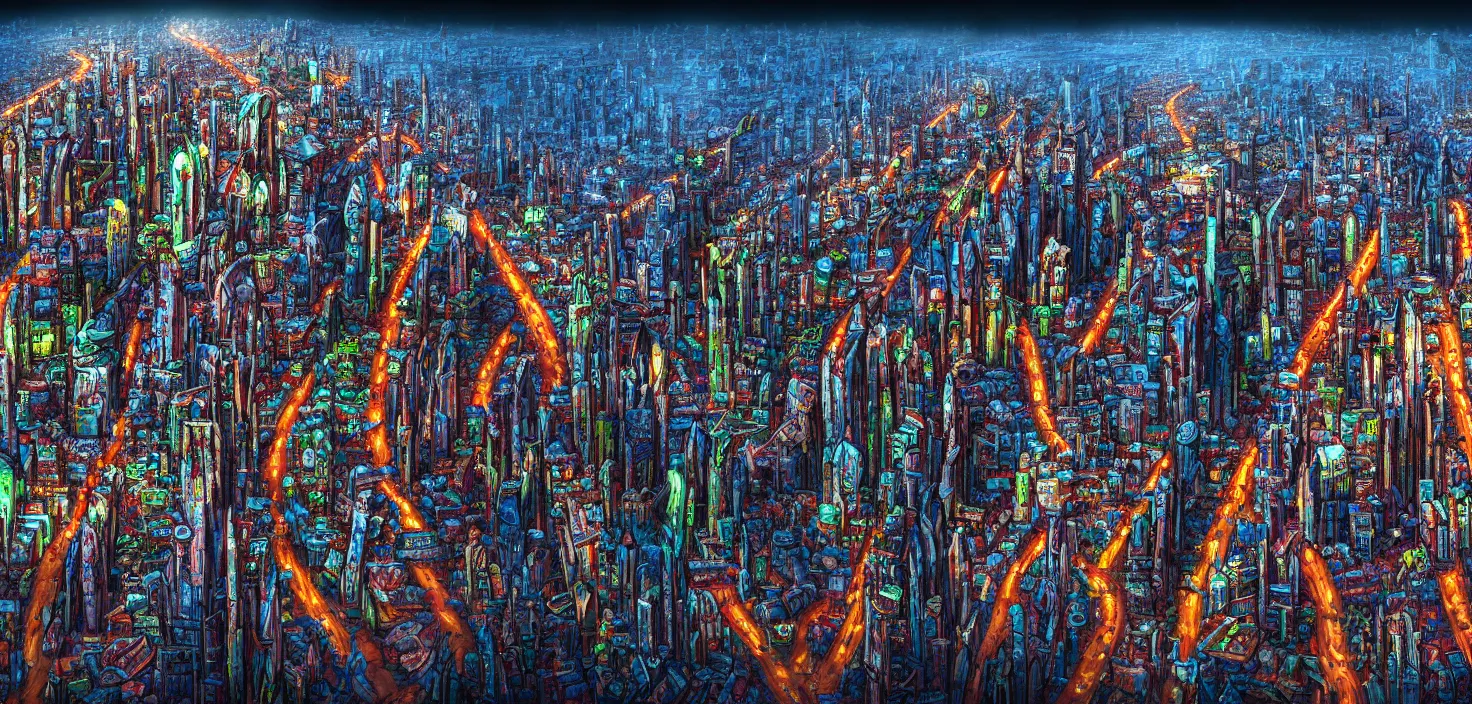 Image similar to studio ghiblli city film still, 8 k denoised, high detail