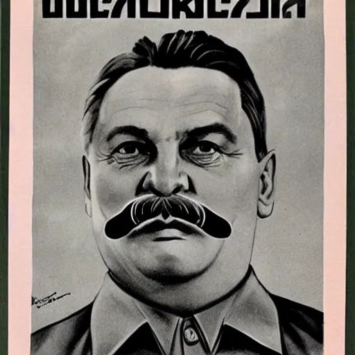 Image similar to viktor orban with a stalin moustache on soviet election poster, 1 9 2 0 s, beautiful