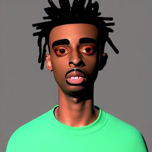 Image similar to a cartoon 3D render of Playboi Carti in the style of Pixar