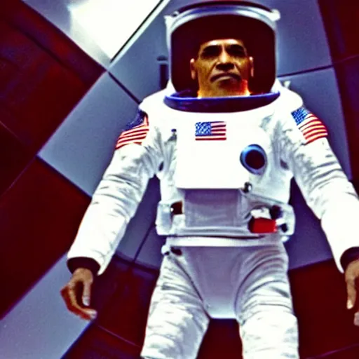 Image similar to A still of Obama in 2001:A Space Odyssey