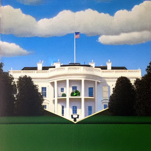 Prompt: painting of the white house by rene magritte, hd, 4 k, detailed, award winning