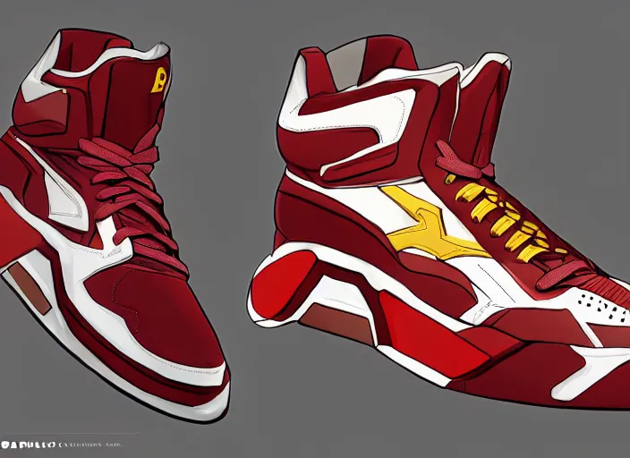 Prompt: basketball sneakers concept of beta ray bill, trending on artstation, smooth, sharp focus