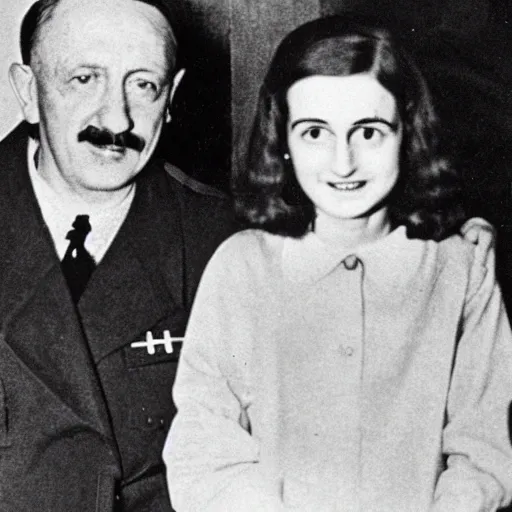 Prompt: anne frank hanging out with hitler