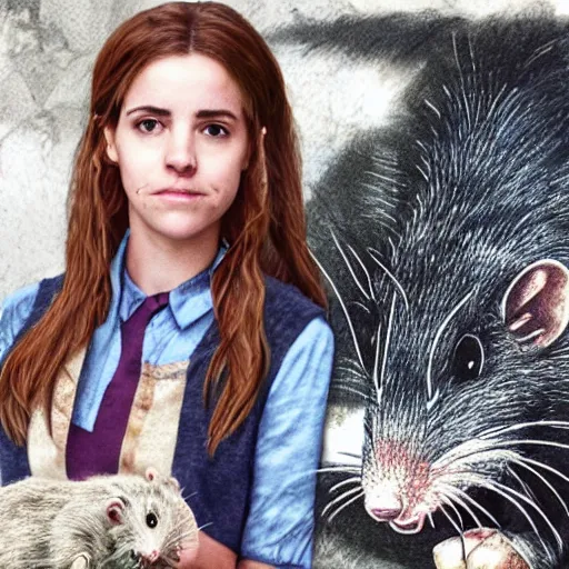 Image similar to hermione and a giant rat