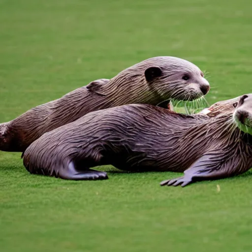 Prompt: otters'playing football