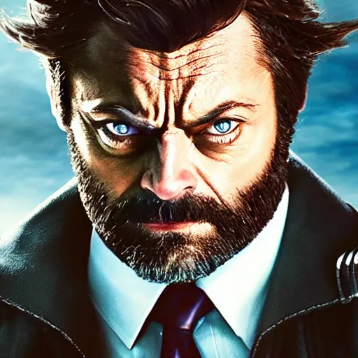 Prompt: portrait of x - men's wolverine played by nick offerman, photorealistic logan marvel movie still, detailed 8 k, poster style, high resolution