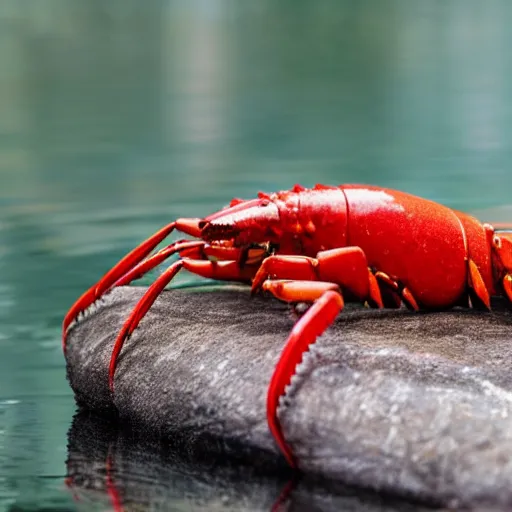 Prompt: a lobster answering a phone
