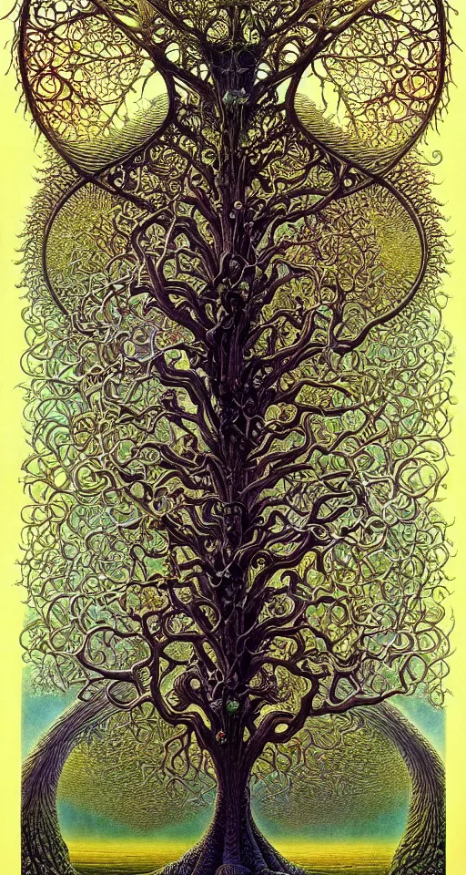 Image similar to tree of life by roger dean and andrew ferez, art forms of nature by ernst haeckel, divine chaos engine, symbolist, visionary, art nouveau, botanical fractal structures, organic, detailed, realistic, surreality