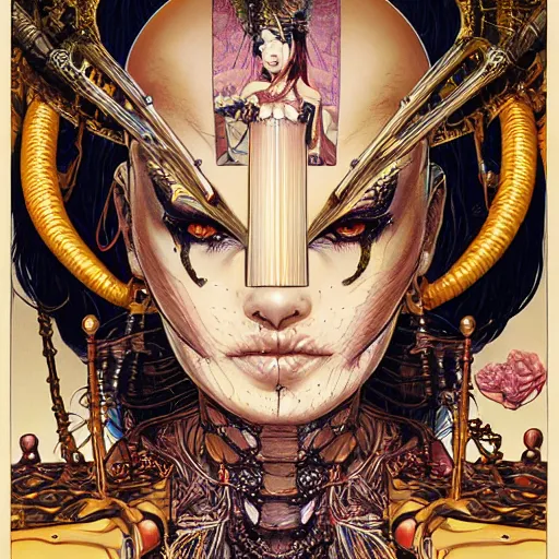 Prompt: portrait of crazy cleopatra, symmetrical, by yoichi hatakenaka, masamune shirow, josan gonzales and dan mumford, ayami kojima, takato yamamoto, barclay shaw, karol bak, yukito kishiro