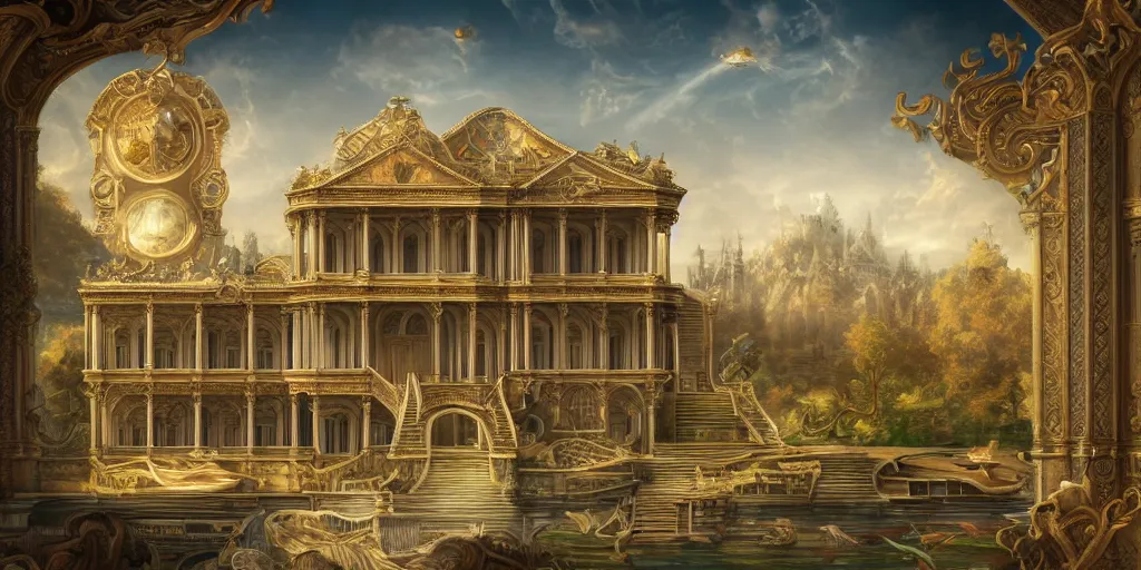 Image similar to memory palace, masterpiece composition, 8 k resolution, ultra fine illustration