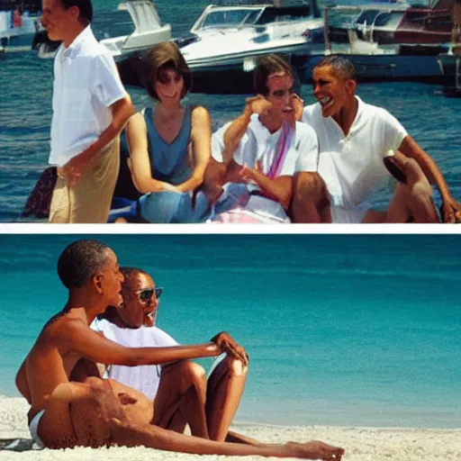 Image similar to nostalgic photographs from a summer that Donald Trump and Barack Obama spent vacationing together