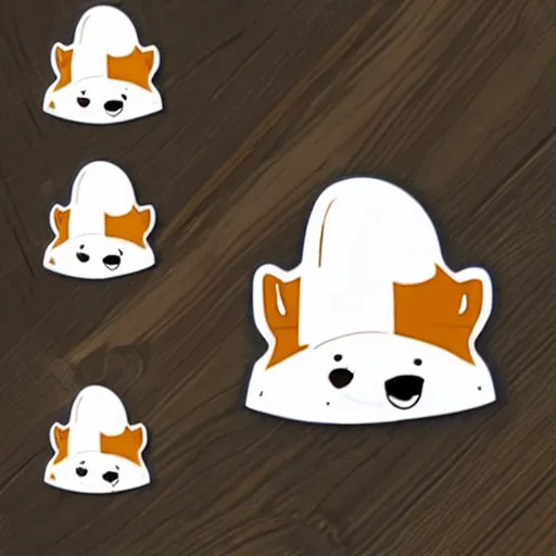 Prompt: cute die cut stickers of a shiba inu wearing a white chef hat