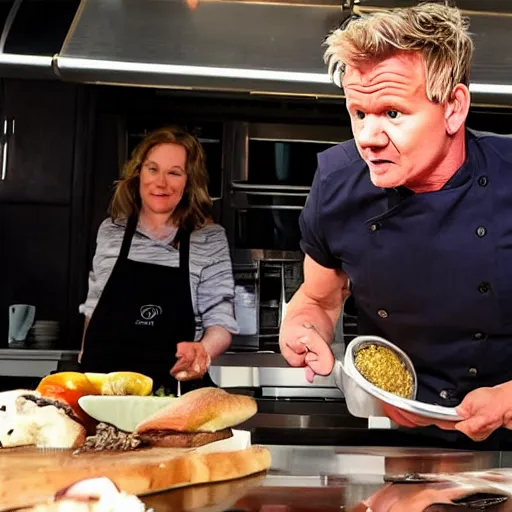 Image similar to Gordon Ramsay eating someone’s house