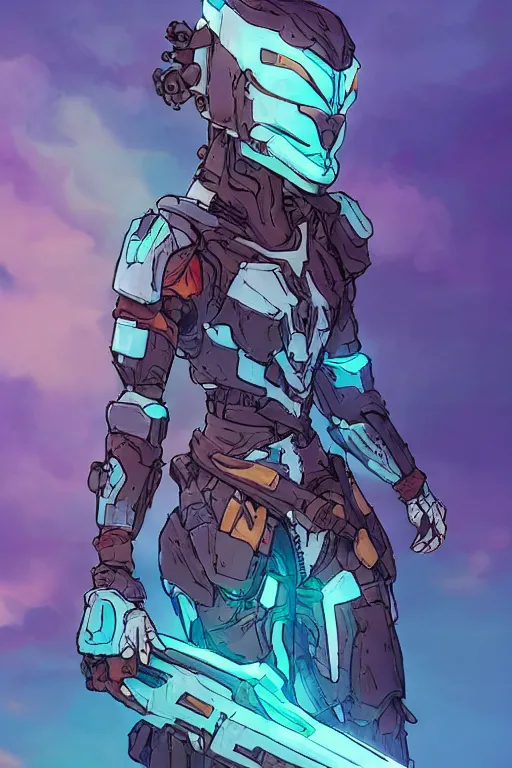 Image similar to combination suit armor aloy horizon forbidden west horizon zero dawn robot ninja mask helmet backpack tribal, art gta 5 comics, official fanart behance hd artstation by jesper ejsing, by rhads, makoto shinkai and lois van baarle, ilya kuvshinov, ossdraws radiating a glowing aura cgi rtx 2 0 2 2