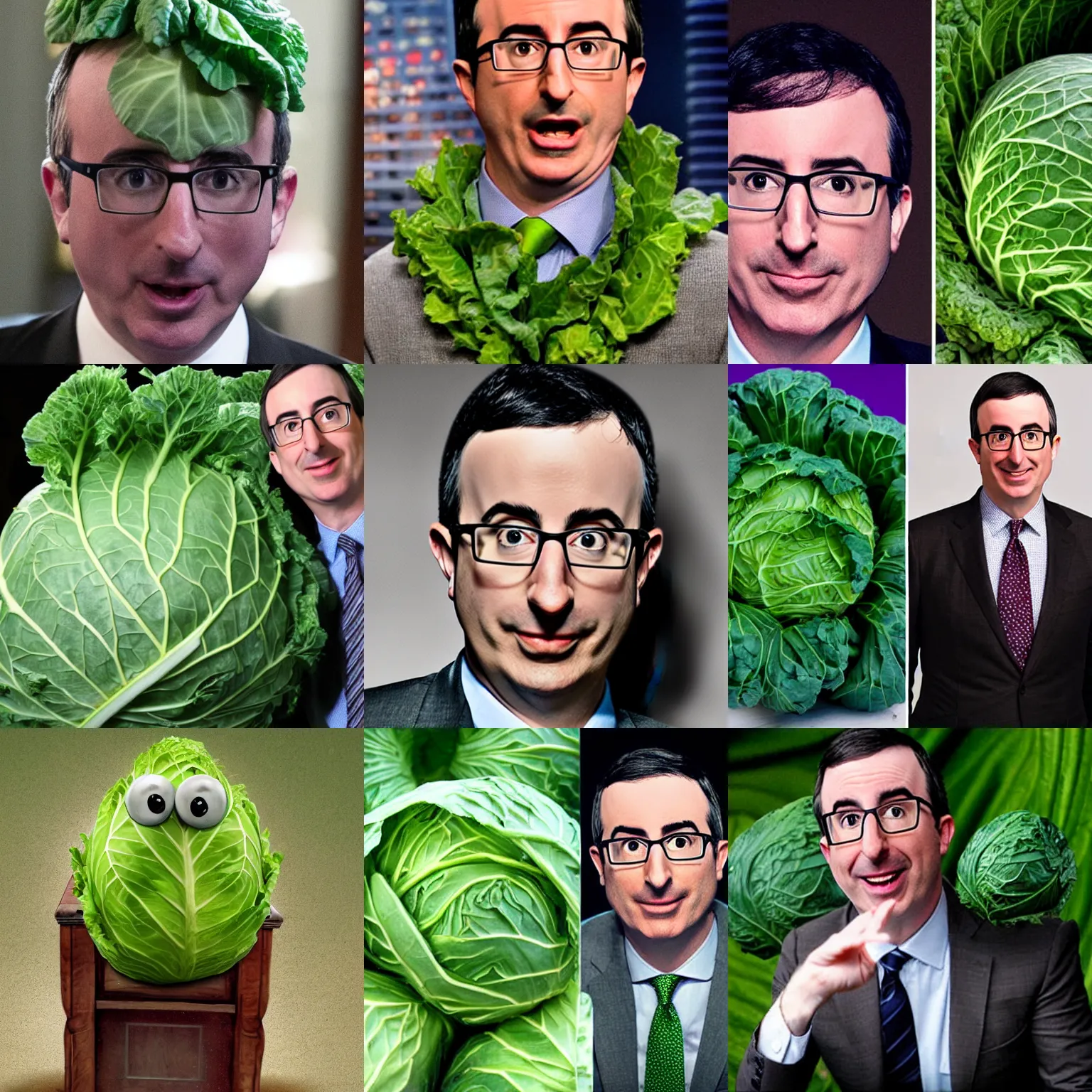 Prompt: john oliver as a cabbage