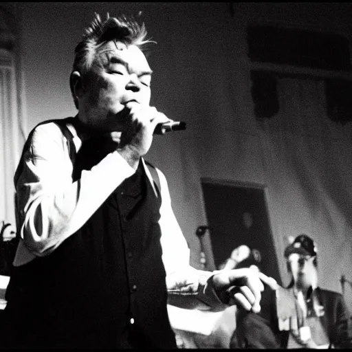 Image similar to stewart lee performing with the smiths, 3 5 mm film, by jamel shabbaz