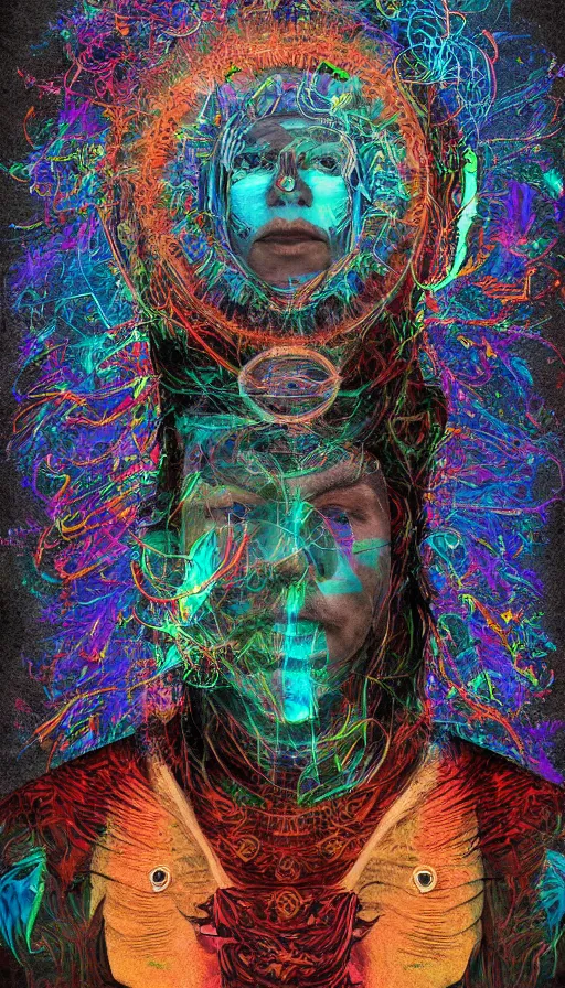 Image similar to portrait of a digital shaman, by david eichenberg