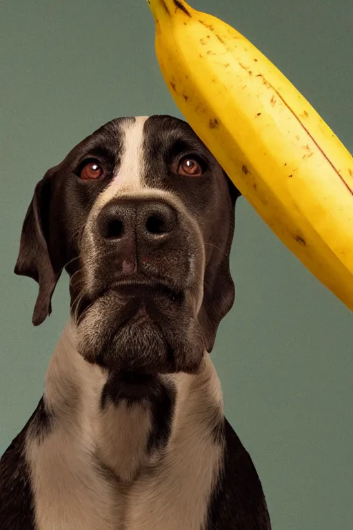 Image similar to a dog with the head of a banana