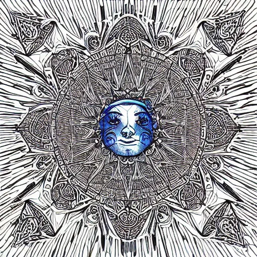 Image similar to “geometrically surreal order of sun beam, extremely high detail, photorealistic, intricate line drawings, dotart, album art in the style of James Jean”