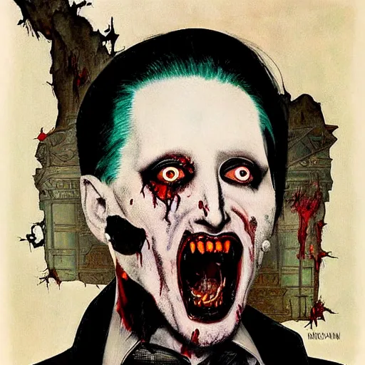 Image similar to zombie marilyn manson by norman rockwell