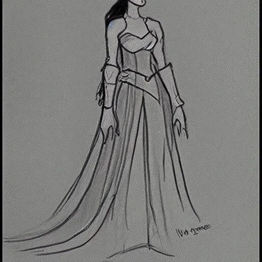 Image similar to milt kahl sketch of victoria justice as princess padme from star wars episode 3