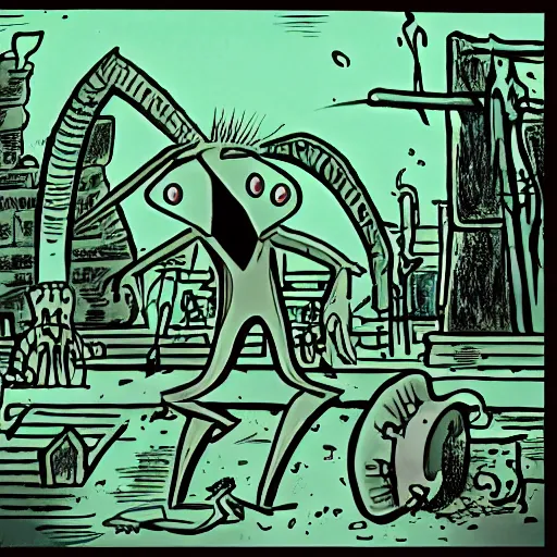 Prompt: george herriman cartoon nyarlathotep