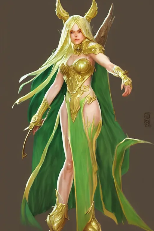 Prompt: Pretty Female cleric, golden-white robes, fantasy, green eyes, extremely detailed face!, young, 2 arms and 2 legs!, shaped derriere, looking from side and bottom!, high fantasy, artstationgHQ, artstationHD, octane, by artgerm and wlop