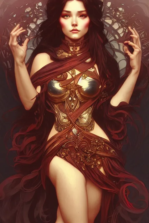 Image similar to lava, dark fantasy, intricate, elegant, highly detailed, digital painting, artstation, concept art, matte, sharp focus, illustration, art by artgerm and alphonse mucha