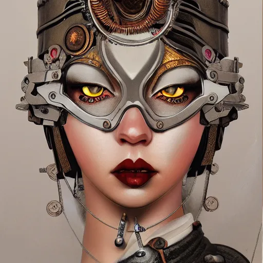 Image similar to ilya kuvshinov, curiosities carnival, soft paint of a single beautiful female in a full steampunk armor, symmetry accurate features, focus, very intricate ultrafine details, award winning masterpiece