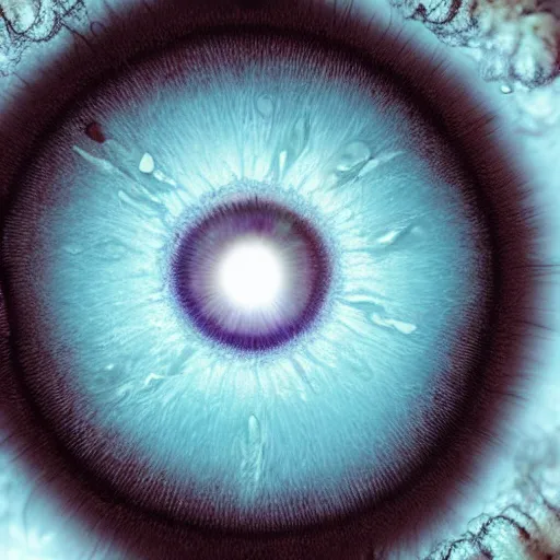 Prompt: close up view of an eye, the iris is a coronavirus, digital art, highly detailed