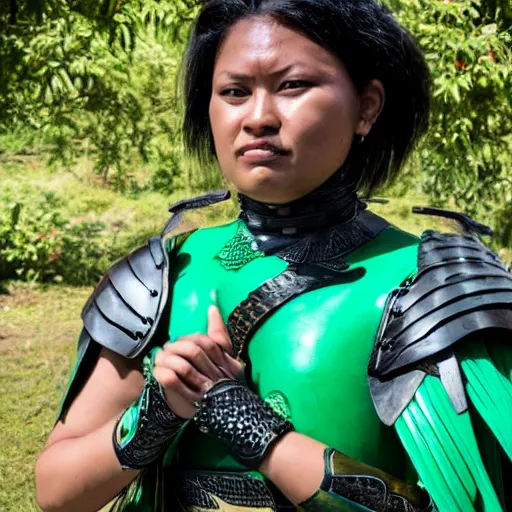 Image similar to photo of a female warrior with malachite armour