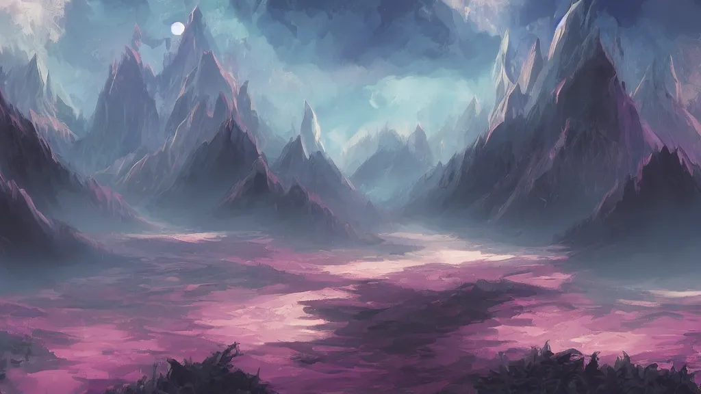 Image similar to stunning landscape in they style of arcane