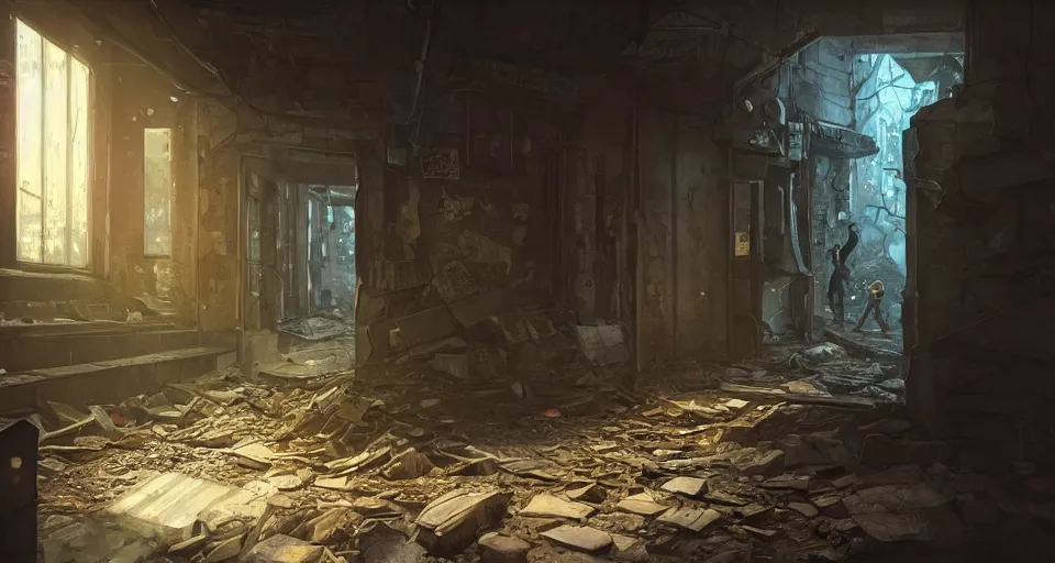 Image similar to highly detailed macro shot of a walky - talky in rubble in gta v, in a hallway, stephen bliss, unreal engine, fantasy art by greg rutkowski, loish, rhads, ferdinand knab, makoto shinkai and lois van baarle, ilya kuvshinov, rossdraws, tom bagshaw, global illumination, detailed and intricate environment