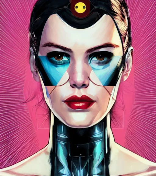 Image similar to portrait of a female android, by MARVEL comics and Sandra Chevrier