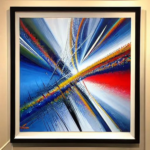 Image similar to abstract art representing momentum, oil painting by john berkey and gabriel dawe, masterwork