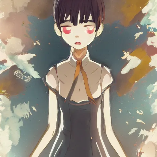 Image similar to an anthropomorphic giraffe wearing a dress, illustration concept art anime key visual trending pixiv fanbox by wlop and greg rutkowski and makoto shinkai and studio ghibli and kyoto animation symmetrical facial features