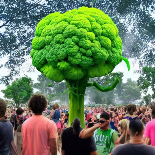 Image similar to a humanoid broccoli at a festival in the year 3 0 0 0