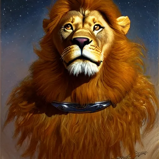 Image similar to a portrait of a lion dogman canine star trek captain. highly detailed painting by gaston bussiere, craig mullins, j. c. leyendecker, furry